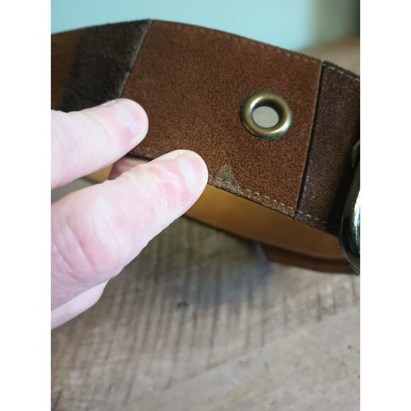 Vtg Yves Saint Laurent Patchwork Suede Split Cowhide Chunky Statement Belt Boho main image 9